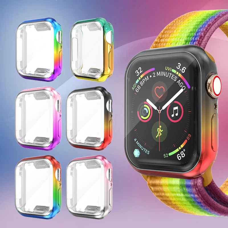 Градиентный цветной чехол для часов Apple Watch series 5 4 3 2 1 42 мм 38 мм мягкий прозрачный ТПУ защитный экран для iWatch 44 мм 40 мм