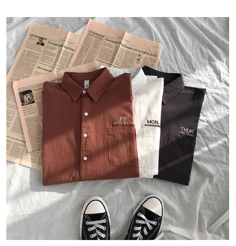 Liketkit, мужские однотонные повседневные рубашки с длинным рукавом,, Мужская корейская модная рубашка с вышивкой, Мужская Уличная одежда, Весенние футболки для пары