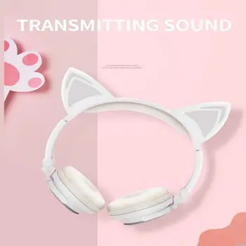 

Potable Cartoon Cat Ear Headphones Wireless Headphones bluetooth earphone Fold Flat Stereo Bass Audio HiFi Gaming Headset