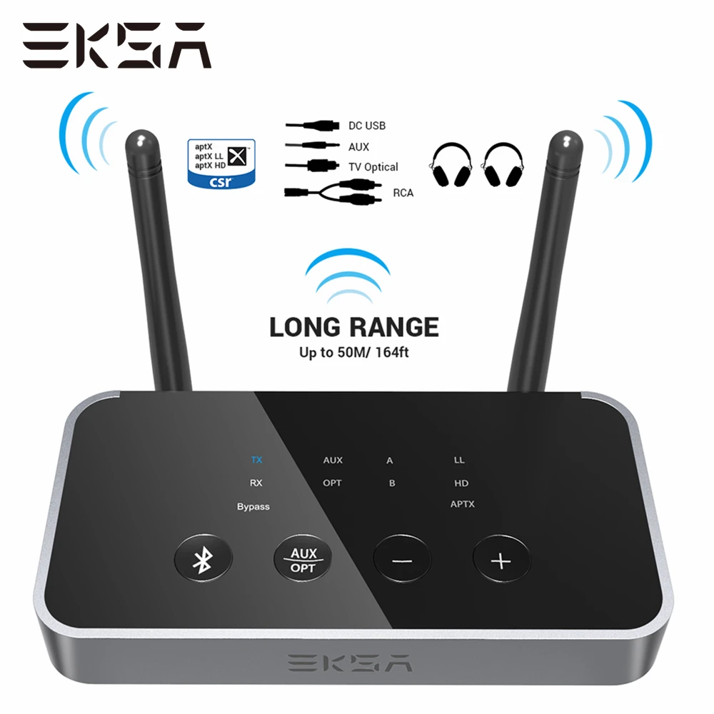 EKSA ET04 AUX Bluetooth передатчик приемник APTX HD беспроводной адаптер аудио OPT/3 5 мм/SPDIF для