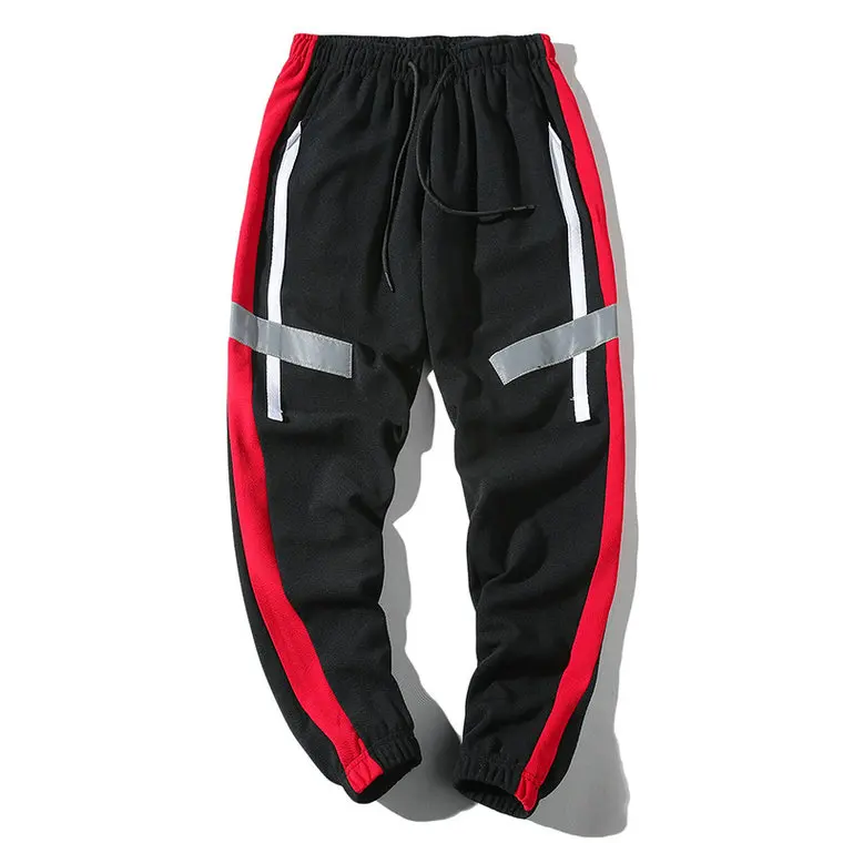 Red Красивые мужские спортивные штаны, мужские спортивные штаны для бега, светоотражающие эластичные мужские спортивные штаны, свободные спортивные штаны, брюки для бега - Цвет: Red