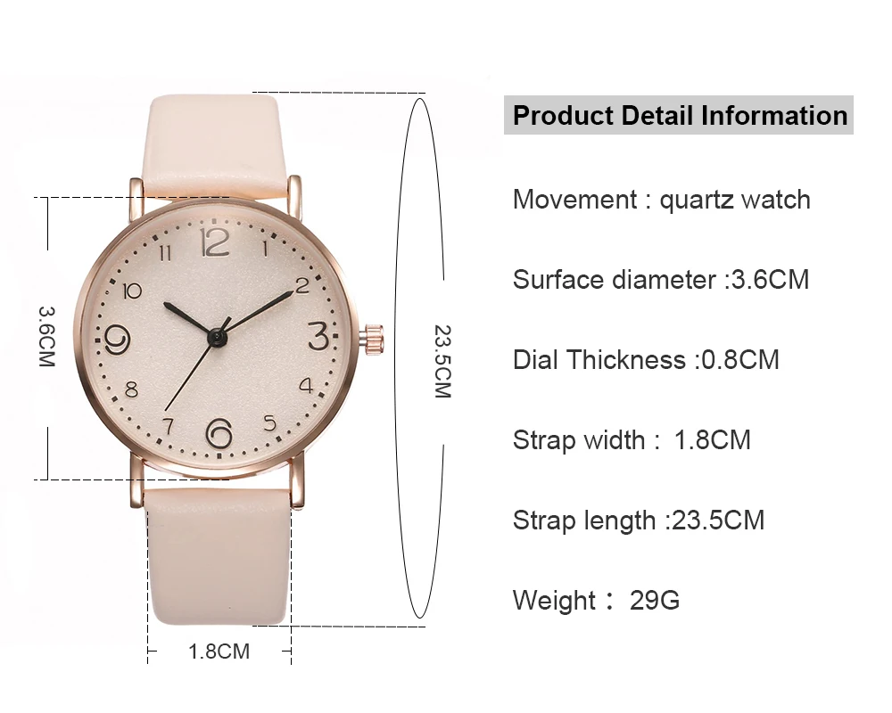 Women's Classic Round Dial Leather Band Wristwatch Info