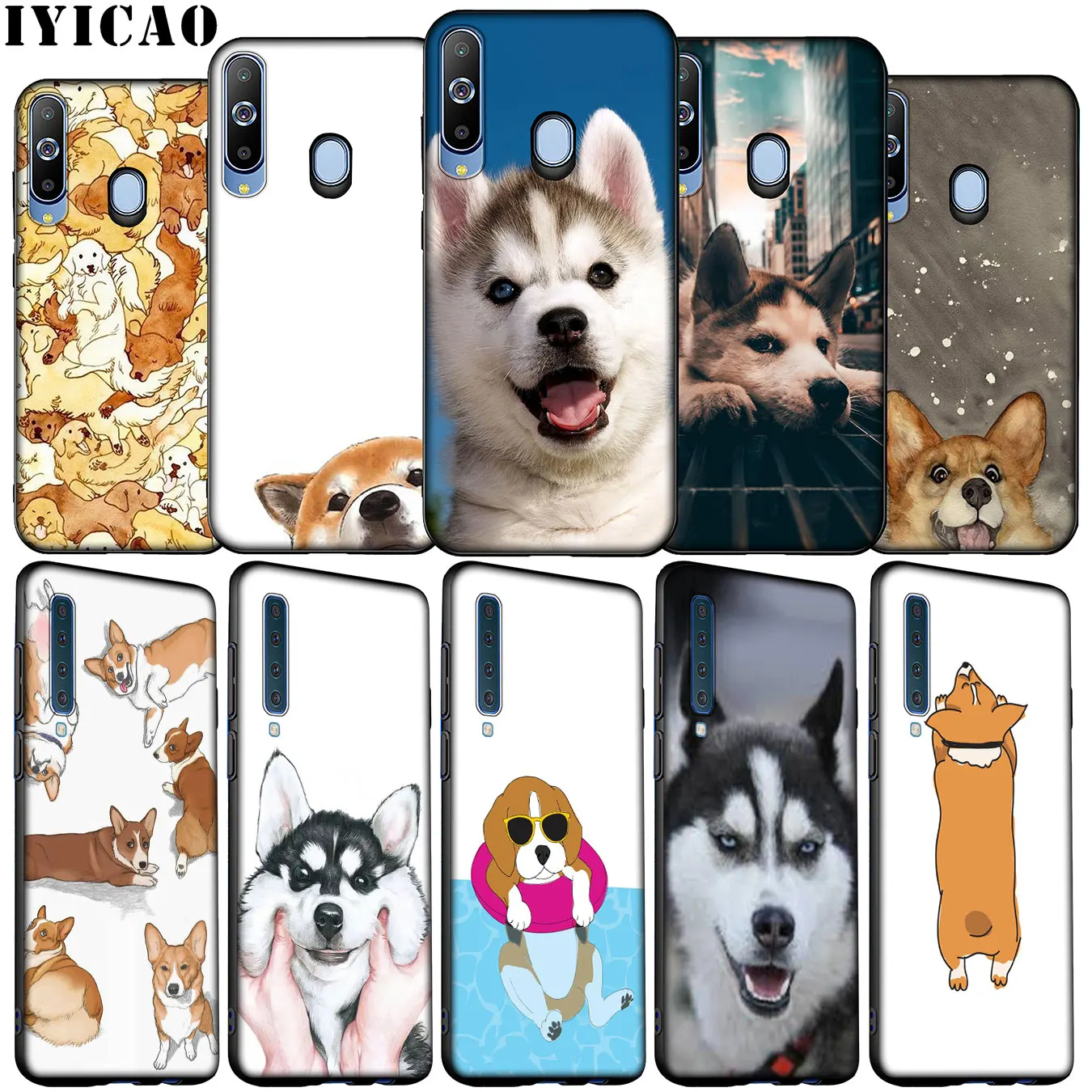 IYICAO Cartoon Cute Cat DOG Corgi Husky Soft Silicone Case for Samsung Galaxy A70 A50 A60 A40 A30 A20 A10 M10 M20 M30 M40 A20E | Мобильные