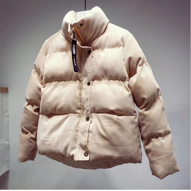 amazing  Sanishroly Autumn Winter Women Down Cotton Coat Parka Warm Thicken Corduroy Jacket Female Long Slee