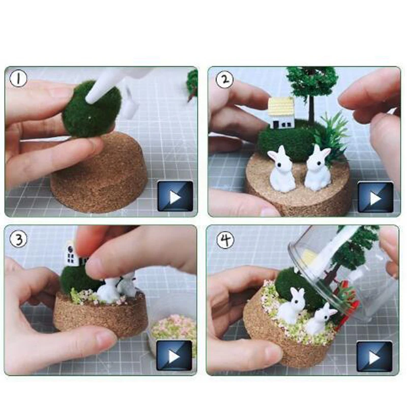 DIY хрустальный шар бутылка с лампой лес Миниатюрный Кукольный домик аксессуары