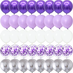 40PCS Christmas Silver White Purple Metal Latex Confetti Balloons Wedding Decorations Matte Globos Birthday Party Decorations