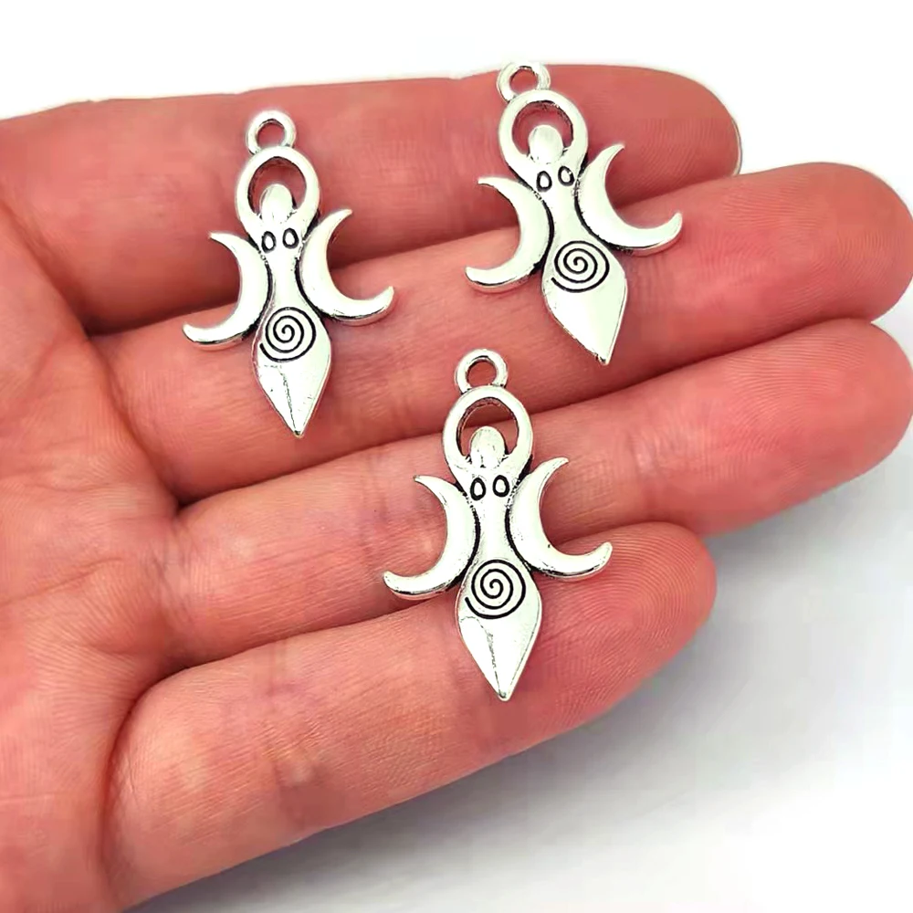 5pcs Yoga Triple Crescent Moon Goddess Pendant Charm For Women Nymph