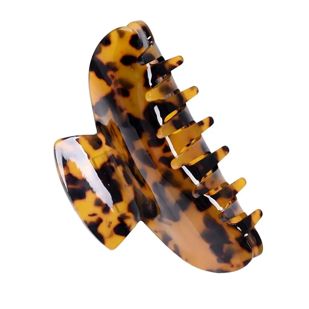 Леопардовая женская заколка для волос пластиковая Бабочка краб большой размер