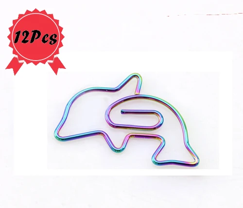 Rainbow dolphin 12 шт радужные в форме сердца бумажные зажимы Красочные Дельфин бумага зажимы офисные металлические связывающие клипса для заметок для альбом-ежедневник Закладка - Цвет: Rainbow dolphin