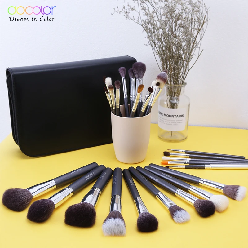 Docolor 29PCS Набор кистей для макияжа Профессиональный набор косметических кисточек Набор косметики высокого качества с натуральной щетиной для макияжа