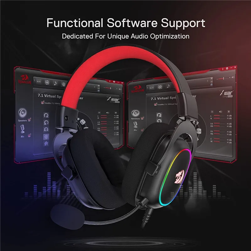 Fone de Ouvido Redragon Zeus Gaming Microfone Cancelamento Ruído 7.1 Usb Surround Computador eq Controlador H510-rgb x - Image 6