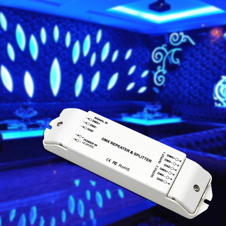 BC-812 DMX Power amplifier 1 to 2 channel output DMX power splitter DMX led controller,DC12V -24V DMX512 Signal power repeater
