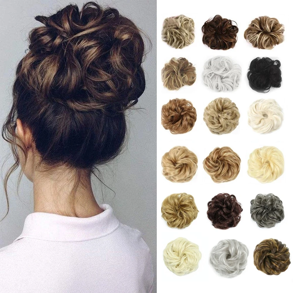 Xinran extensões de coque sintético para mulheres e crianças, xuxinha de  cabelo encaracolado, bagunçado, elegante, para casamento|Coque sintético| -  AliExpress