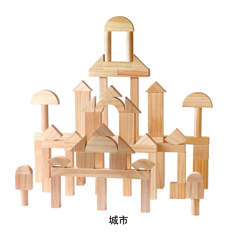

Wooden Children Building Blocks Toy Large Particles Kindergarten Construction Area Solid Wood Building Blocks Educational Early