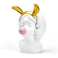 Креативная ваза из смолы, милая девушка, украшение из жевательной резинки для дома, гостиной, обеденного стола, декоративная художественная портретная Золотая ваза