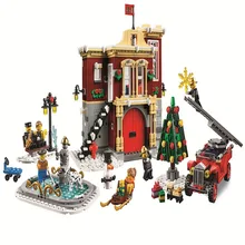 1197 шт создать город зимняя деревенская модель пожарной станции 11041 строительные блоки подарки совместимые Legoinglys друзья Рождество