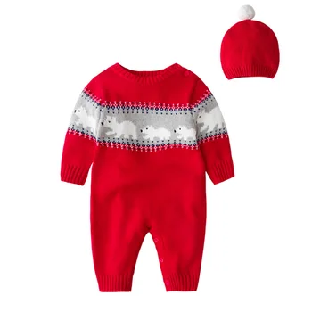 

Infant Winter Jumpsuits Newborn Knitting Rompers Baby Cute Bear Clothes Thicken Woolen Jumpsuit Boys And Girls Cartoon Rompers