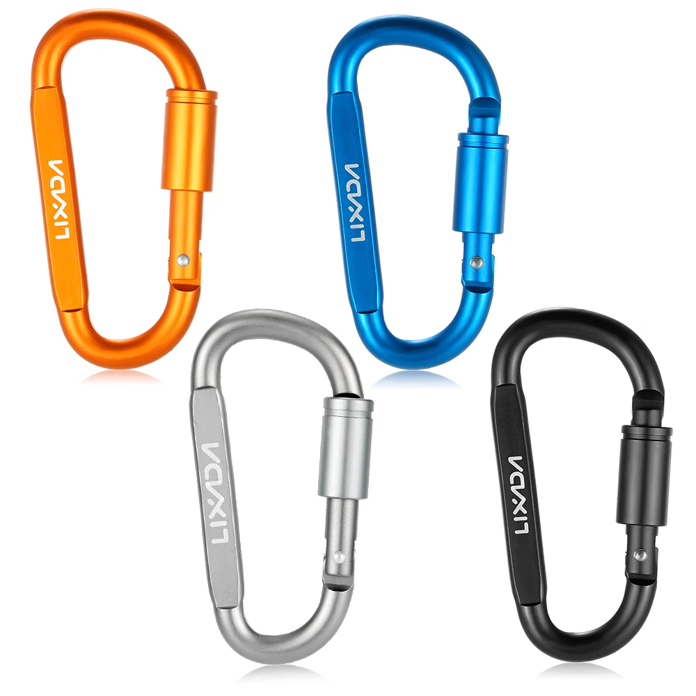 Key Chain Clip Lixada D Buckle Carabiner Aluminum Alloy Locking Screw Hanging Snap Hook Climbing Camping Multi Tools