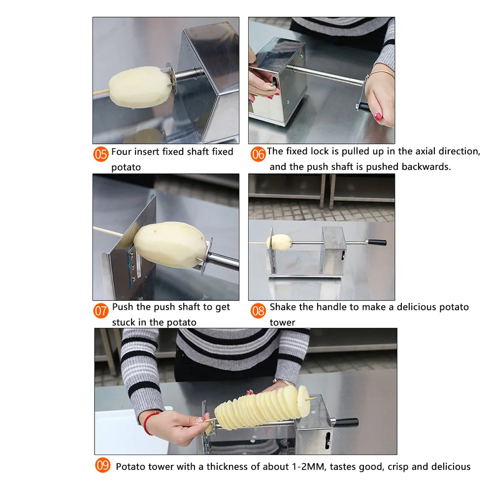 DIY Cooking Machine Kitchen Tool Potato Tower Cutter Making Stainless Steel Slicer Vegetable Manual Chips Home String Spiral