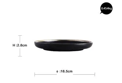 18 cm Plate Европейский Стиль Золотая инкрустация черно-белая керамическая Бытовая рисовая чаша для супа, салата простая плоская тарелка для стейка посуда - Цвет: 18 cm Plate