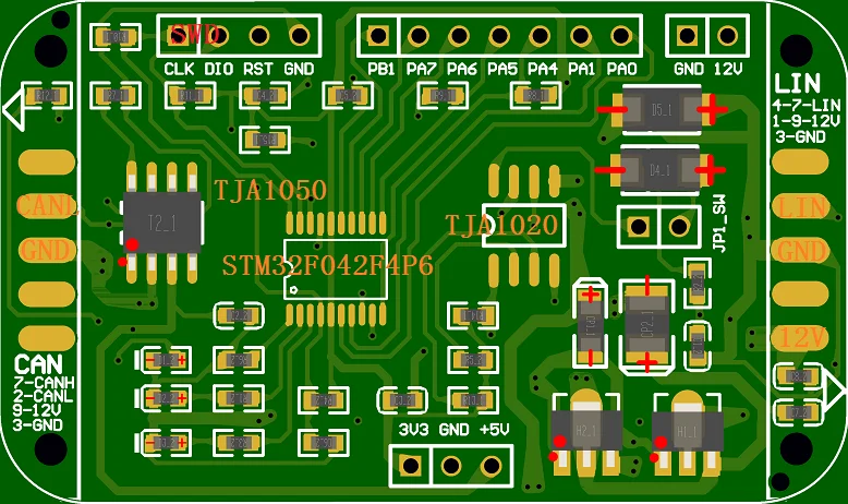 LIN Bus bdection доска для разработки LIN/CAN STM32F042F4P6 TJA1020|Замыкатели| |