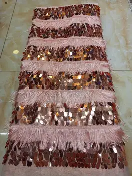 

3D Tassel Sequined Lace African Lace Fabric 2020 High Quality Lace with Sequins,Latest Net Nigerian Lace Fabrics for Party Dress
