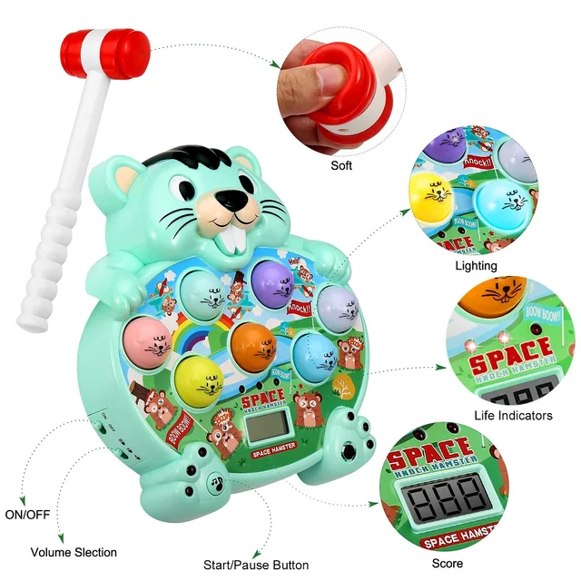 Whac A Mole Game for Baby Interactive Pounding Toy Interactive Whack A Frogs Fun Hammering Game Early Development Learning Gift 2