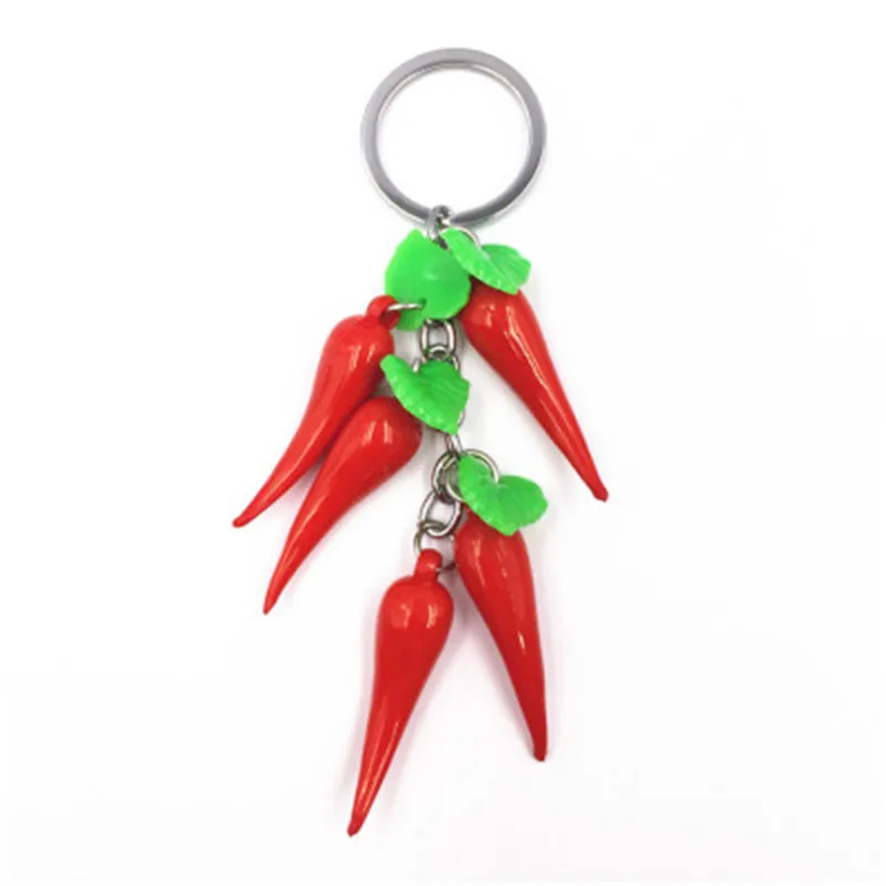 Fashion Keychain Bag Cute Resin Chilli Pendant Creative Chili Key Chain Car Ring Female Jewelry Holiday Gift | Украшения и