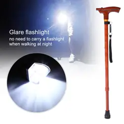 MultiFunction Anti-slip Adjustable Folding Walking Stick Hiking Cane Crutches with LED Light For Elderly Disabled Aluminum Alloy