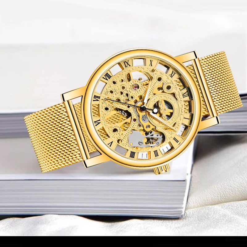 Мужские механические часы скелетоны из нержавеющей стали|Механические часы| |