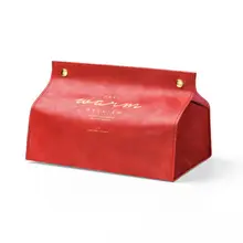 Чехол для салфеток в скандинавском стиле из искусственной кожи для лица, прямоугольный держатель для салфеток с застежкой, 20*12*12,5 см, черные и красные коробки