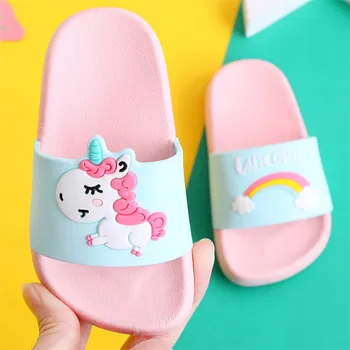 

Unicorn Slippers For Boy Girl Cartoon Rainbow Shoes 2019 Summer Todder Flip Flops Baby Indoor Slippers Beach Swimming Slipper