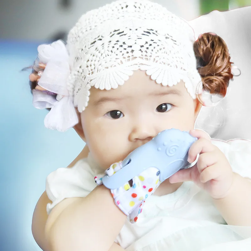 2 шт. Детские Силиконовые варежки Прорезыватель для зубов звук новорожденных