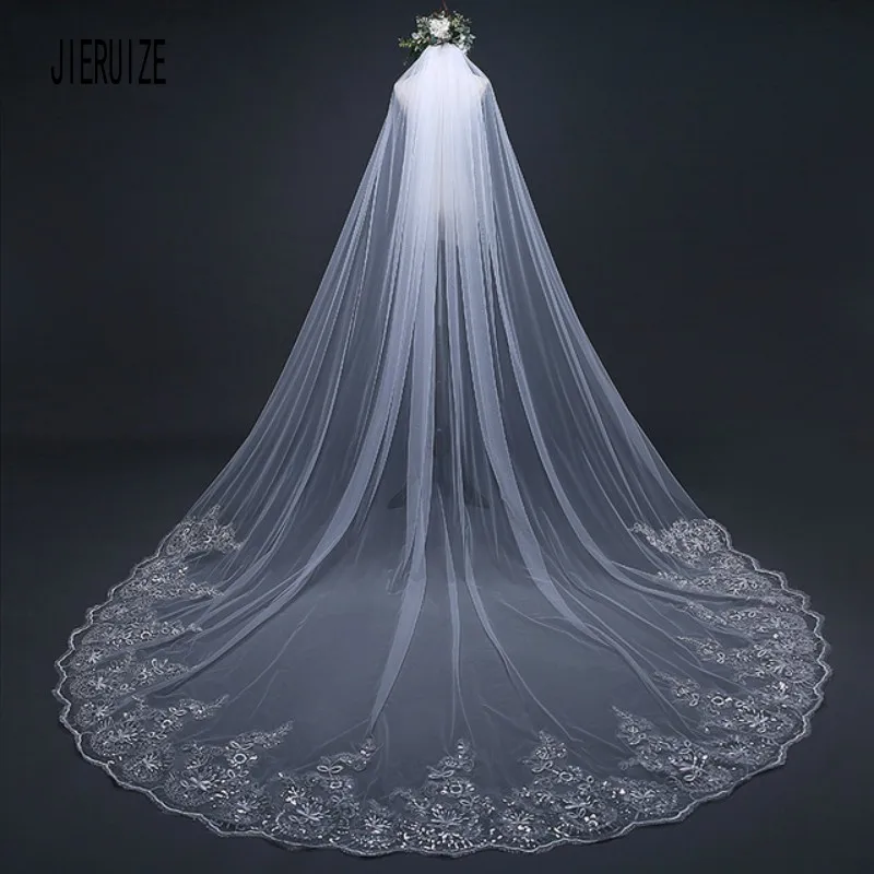 JIERUIZE Long Wedding Veils Three 