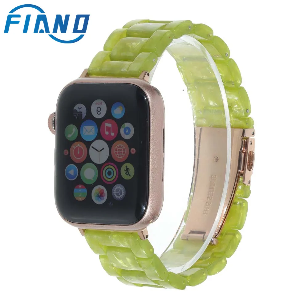 Модный Имитация керамических часов, ремешок из смолы, Браслет Apple для плоских наручных часов 38/40/42/44 мм, ремешок