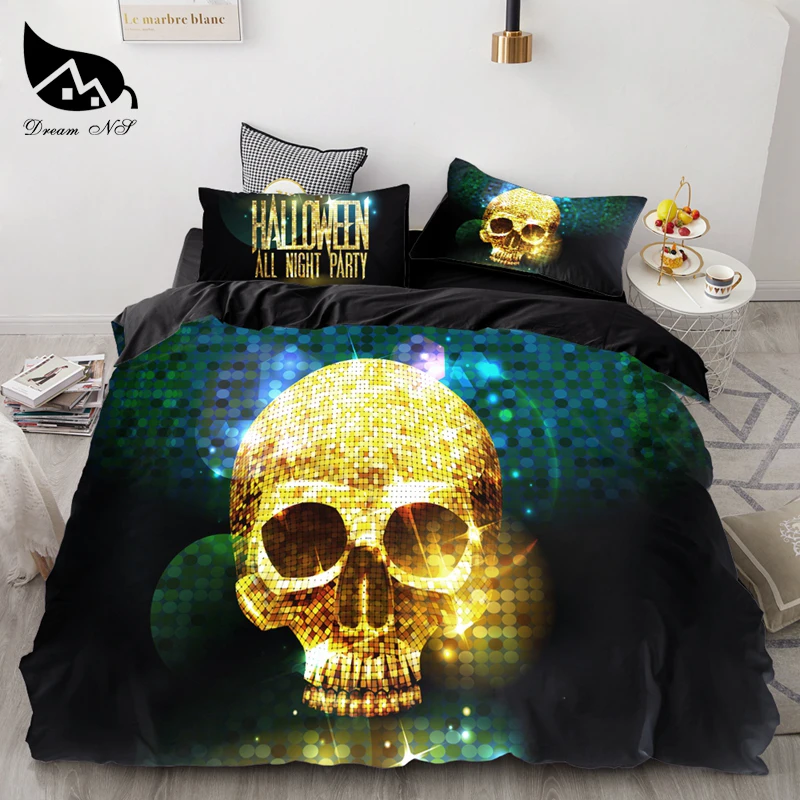 

Dream NS Skull Halloween style 3PCS Bedding Set Queen Size Quilt Duvet Cover Sets Polyester Bedclothes New Beddings