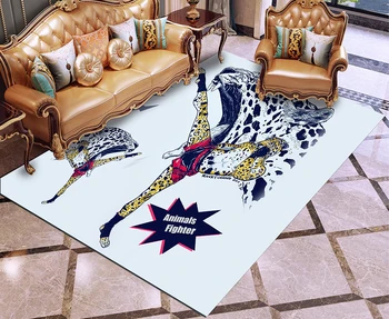 

Chinese Kung Fu Leopard Tiger Head Human Body Rug Carpets For Living Room Bedroom Decor Anti-Slip Floor Mat Boys Teens Gifts