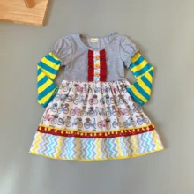 Весенне-осеннее желтое стильное платье из 100 хлопка; модная детская одежда для малышей; подарок на день рождения