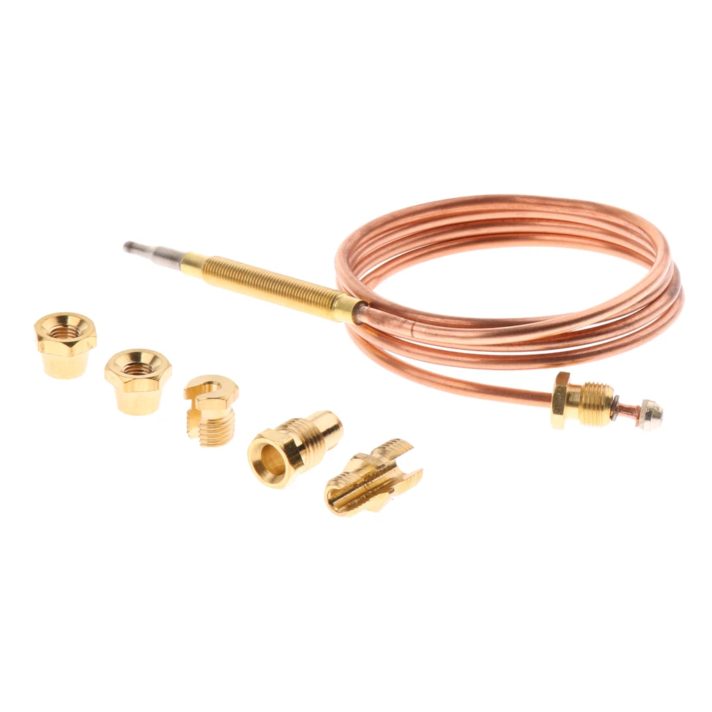 Thermocouple Replacement Set For Gas Furnaces Boilers Water Heaters 90cm Head size: M6*0.75; Tail thread: M9*1 thermocouple replacement probe
