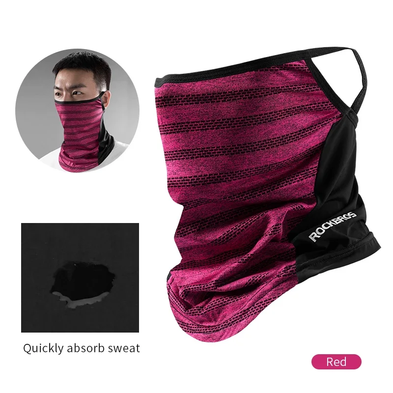 ROCKBROS Ice Silk Солнцезащитная маска для лица для велоспорта Мужская бандана для бега, пешего туризма, рыбалки, спортивных шарфов, велосипедные тренировочные маски - Цвет: Red