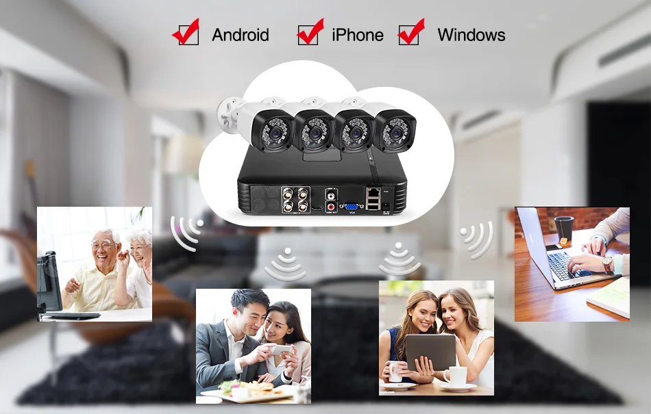 FUERS 4CH DVR комплект камер видеонаблюдения Система безопасности 1520P IR-CUT наружная 4 шт AHD 4MP камера видеонаблюдения CCTV комплект