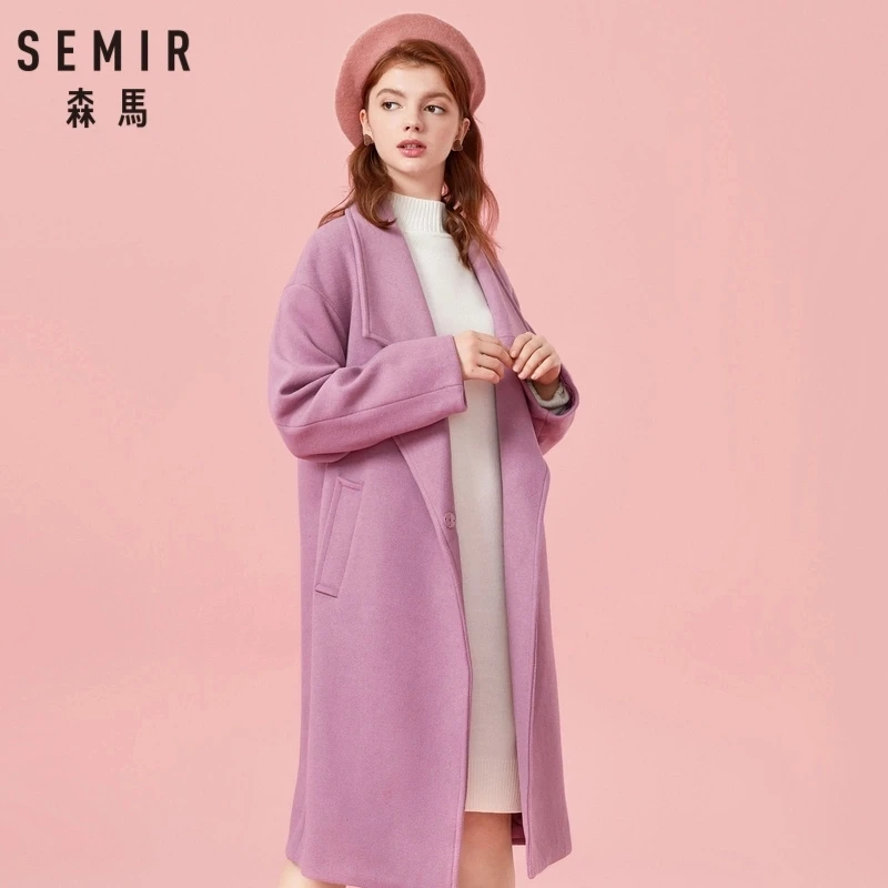 Тренчкот SEMIR женский длинный клетчатый шерстяной плащ в стиле ретро