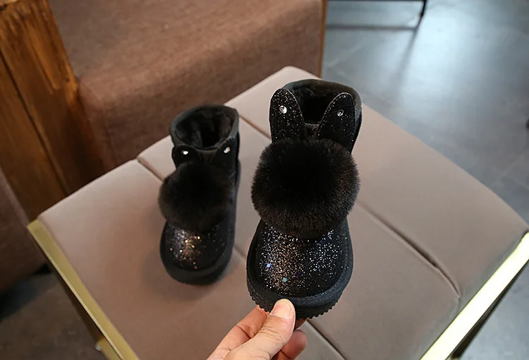 CNFSNJ/2018 г. Новые зимние детские плюшевые ботинки с блестками для девочек хлопчатобумажные пуховики в повседневном стиле для мальчиков