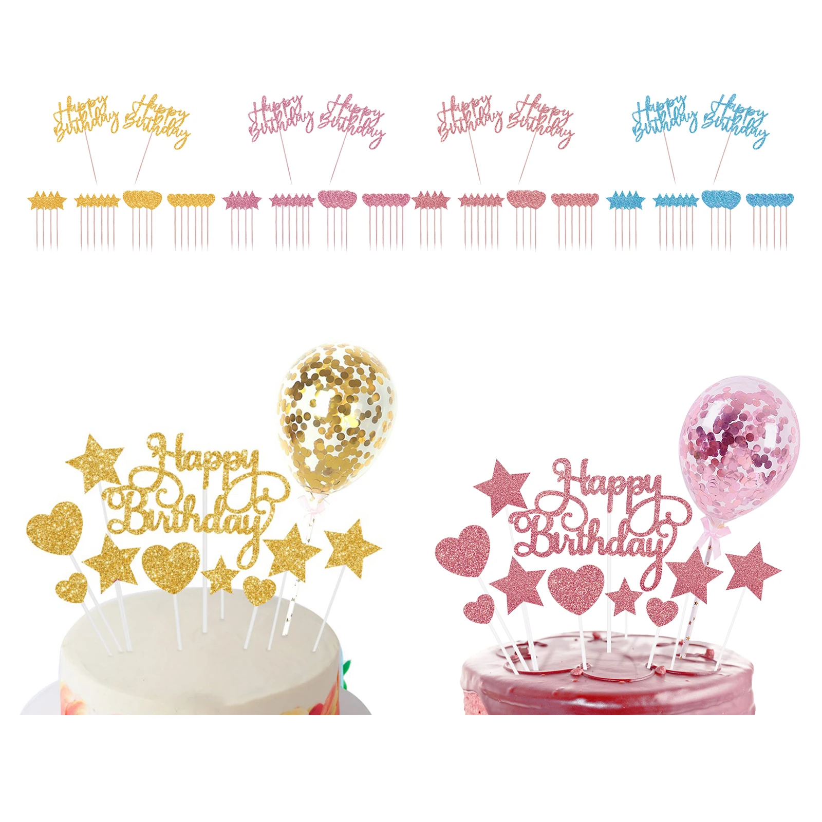 Glittery Happy Birthday Cake Topper- Birthday Party Decorations, Birthday Cake Glittery Happy Birthday Cake Topper- Birthday Party Decorations, Birthday Cake