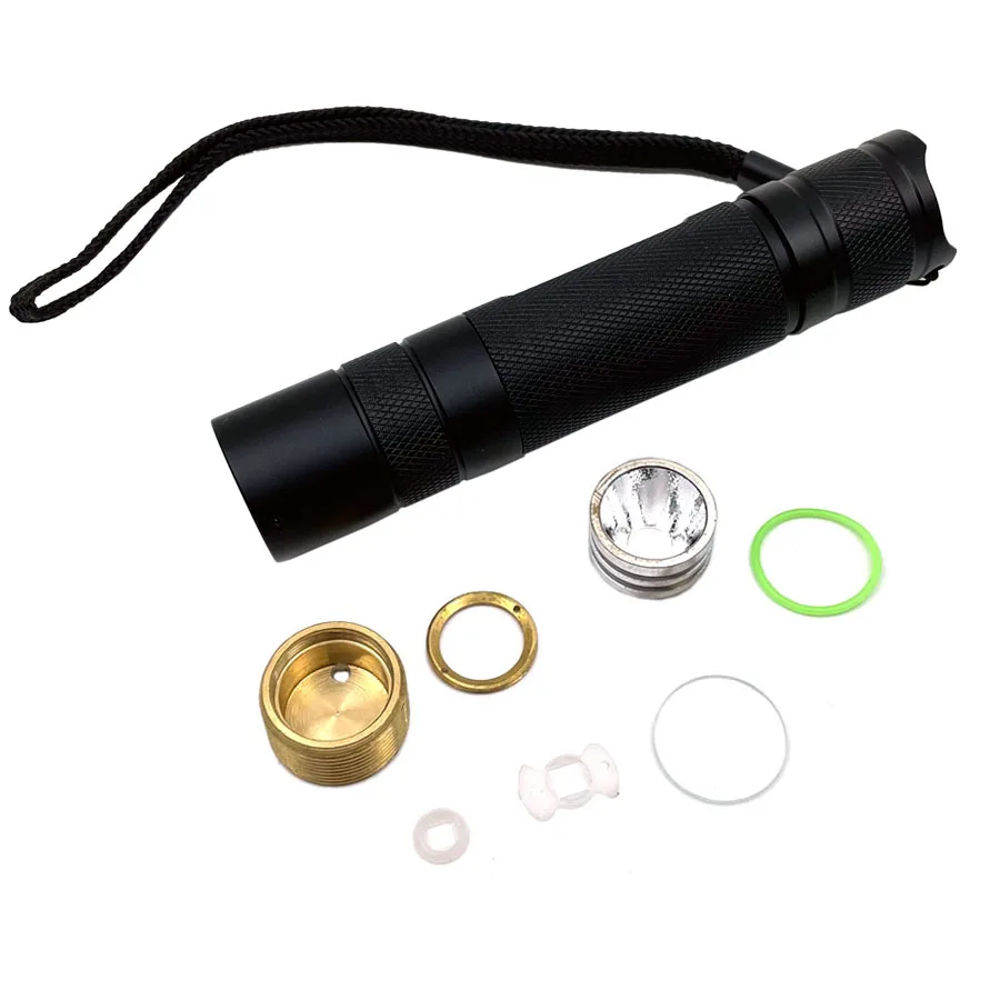 DIY Pocket Flashlight Shell Host Case 18650 Torch Lamp Aluminum Alloy Body OP Reflector Copper Base Without LED and Driver Board