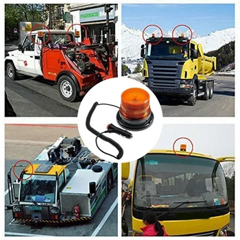 

2PCS Amber LED Flashing Strobe Lights 12V netic Warning Emergency Beacon Lamp