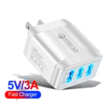 Alloet ue/eua plug universal 3 portas usb carregador de parede do telefone móvel tablet carregamento rápido carga rápida 3.0 adaptador para iphone huawei