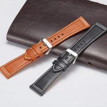 

Watch Band Leather Women Men Watch Strap 22mm 24mm Belt Vintage Watch Wrist Band High Quality Green Black Soft Cowhid Strap
