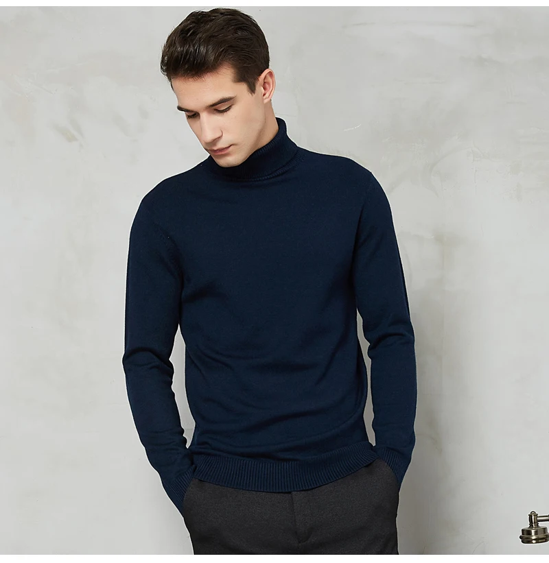 Winter Men's Turtleneck Sweater Thicken Warm Fashion Solid Color Youth Casual Soft 8-color Sweater Male Brand Clothes