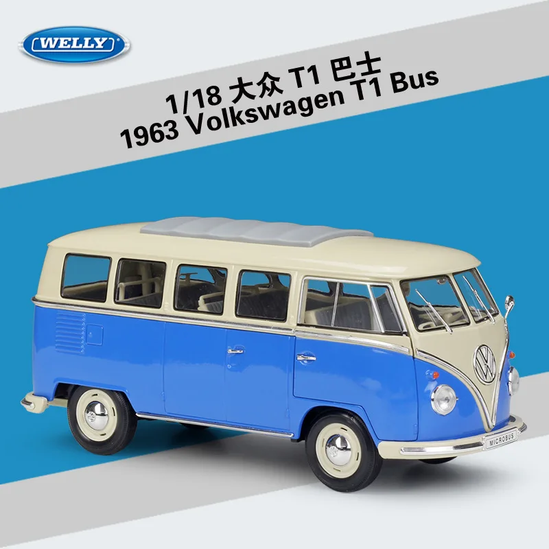 

Welly 1:18 Volkswagen T1 bus van classic car simulation alloy car model collection ornaments B133